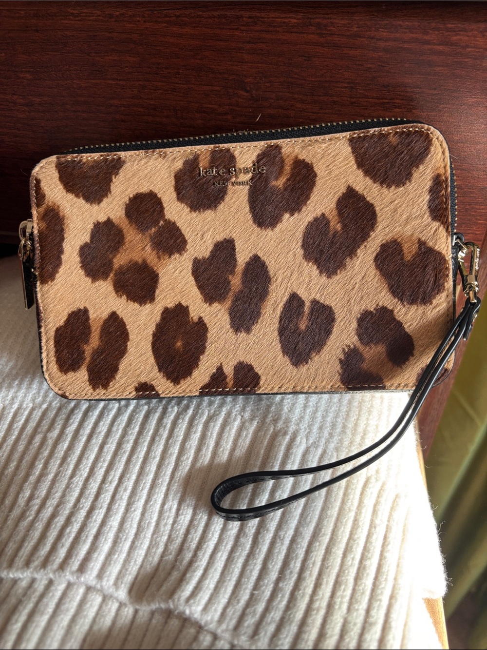 kate spade Leopard Print Wristlet Clutch - Tan & Brown